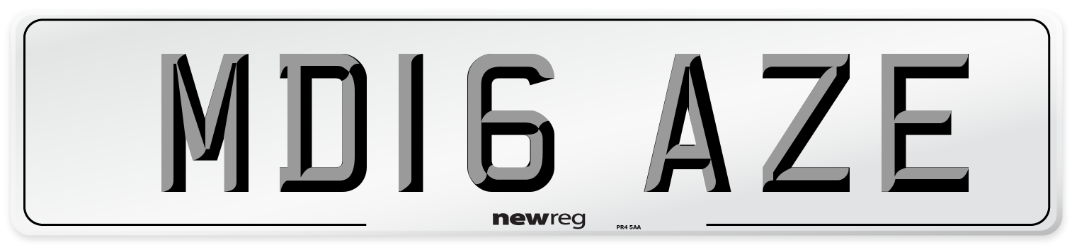 MD16 AZE Number Plate from New Reg